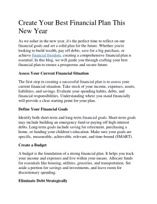 create your best financial plan this new year