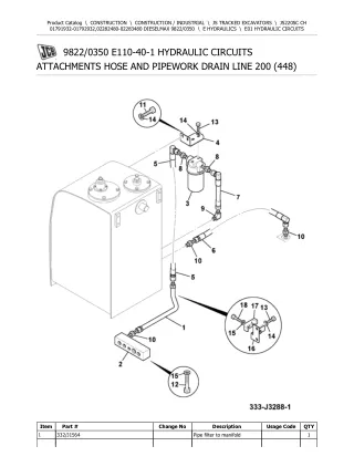 JCB JS220SC CH TRACKED EXCAVATOR Parts Catalogue Manual (Serial Number 01791932-01792932)