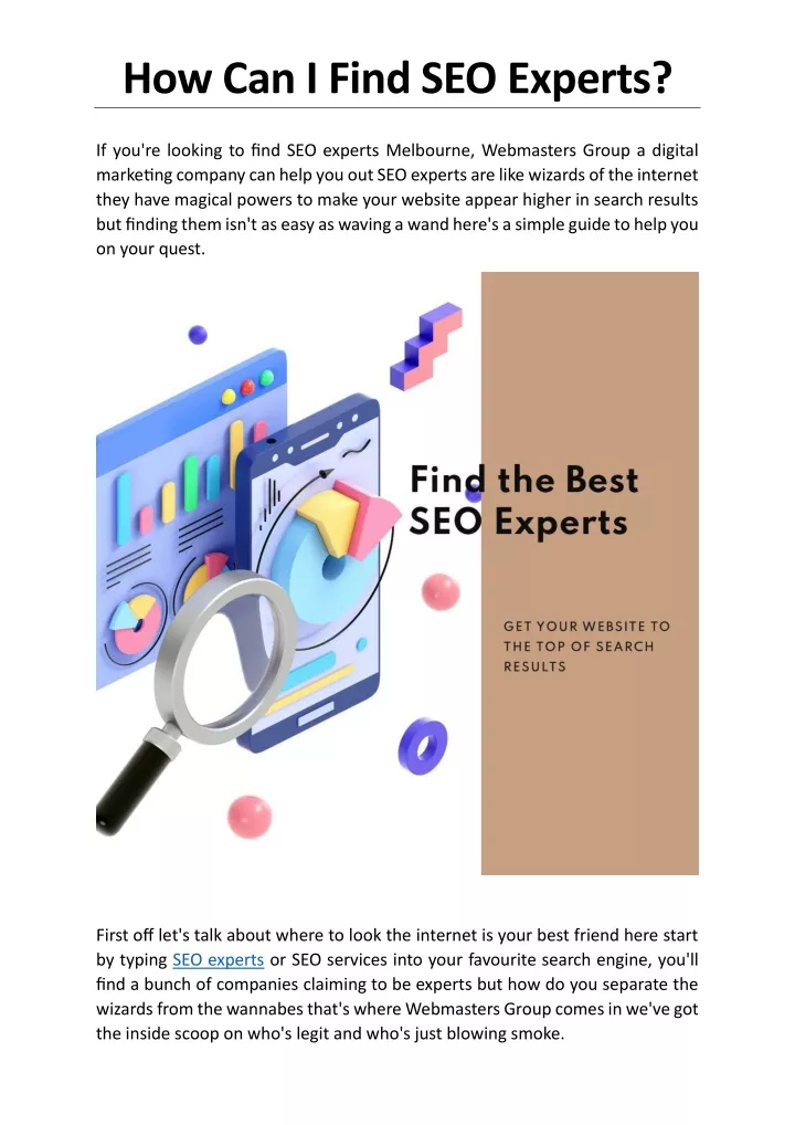 how can i find seo experts