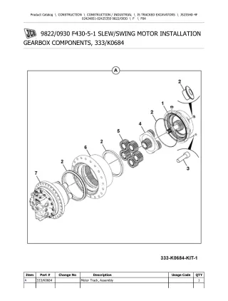 JCB JS235HD 4F TRACKED EXCAVATOR Parts Catalogue Manual (Serial Number 02424851-02425350)