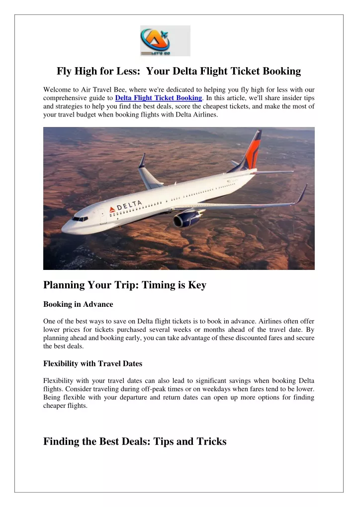 fly high for less your delta flight ticket booking