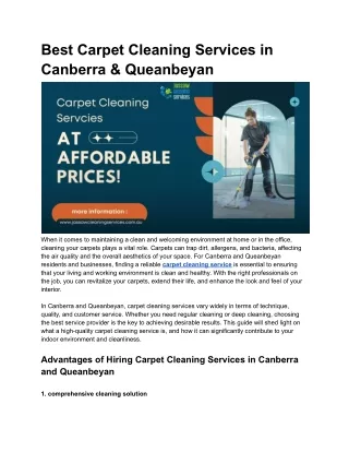 Best Carpet Cleaning Services in Canberra & Queanbeyan