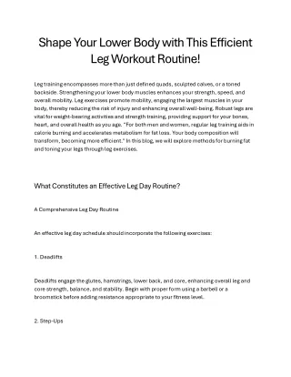 Shape Your Lower Body with This Efficient Leg Workout Routine!