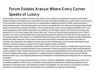 Forum Estates Aranya: Luxury Redefined