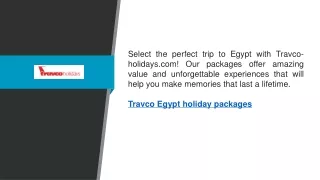 Travco Egypt Holiday Packages  Travco-holidays.com