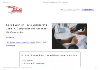 Skilled Worker Route Sponsorship Costs A Comprehensive Guide for UK Companies