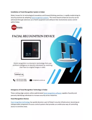 Facial Recognition System Installation in Dubai