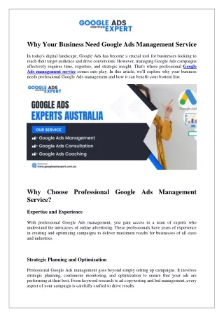 Why Your Business Need Google Ads Management Service