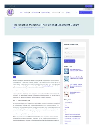 Reproductive Medicine The Power of Blastocyst Culture