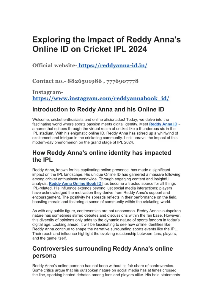 exploring the impact of reddy anna s online