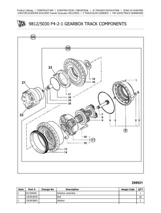 JCB JS360 LR TRACKED EXCAVATOR Parts Catalogue Manual (Serial Number 01807000-01807299)