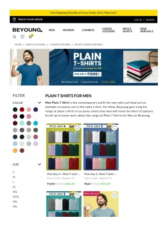 Cotton Plain T Shirts Online