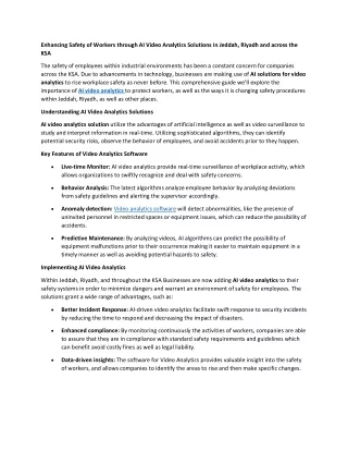Enhancing Worker Safety with AI Video Analytics Solutions in KSA