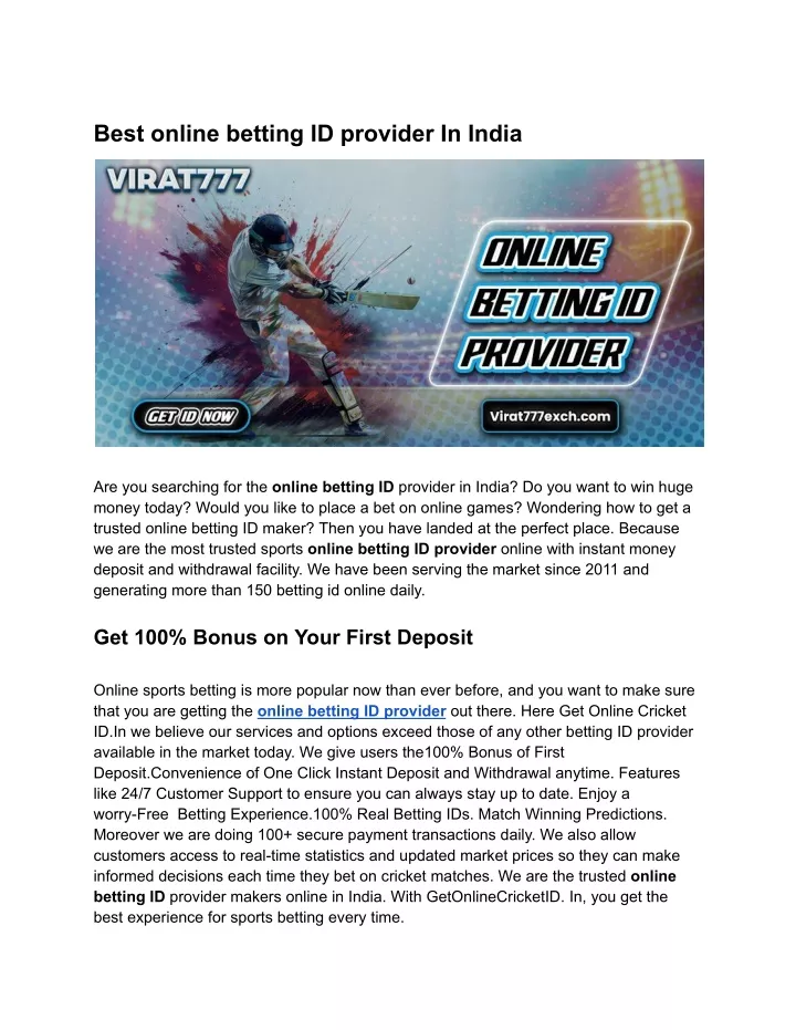 best online betting id provider in india