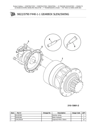 JCB JS360LC T2 TRACKED EXCAVATOR Parts Catalogue Manual (Serial Number 02150268-02150786)