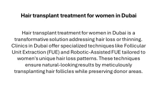 Hair transplant treatment for women in Dubai