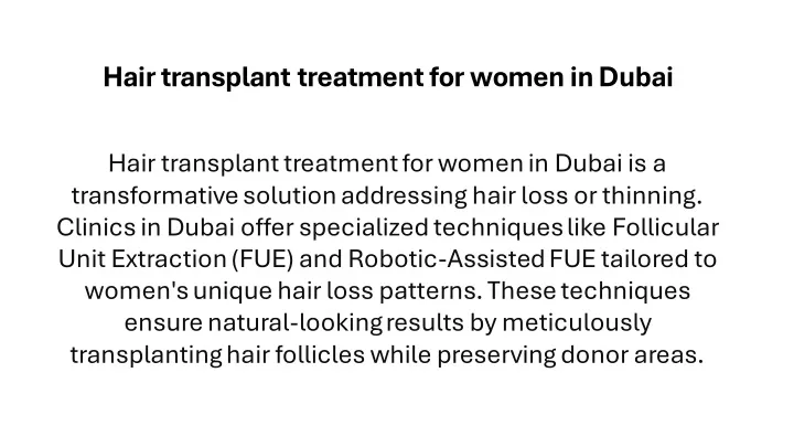 hair transplant treatment for women in dubai