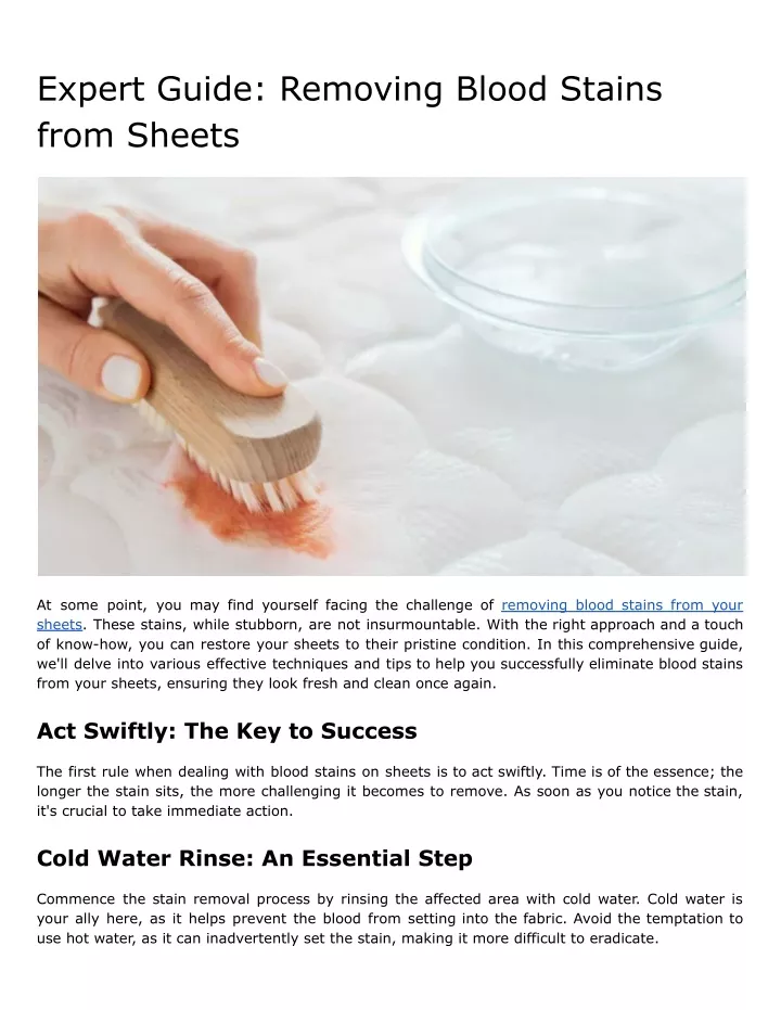 expert guide removing blood stains from sheets