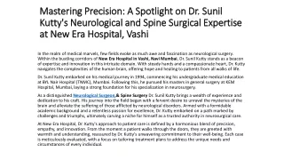 Mastering Precision: A Spotlight on Dr. Sunil Kutty's Neurological Expertise