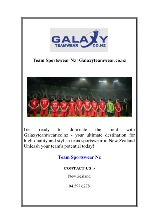 Team Sportswear Nz Galaxyteamwear.co.nz