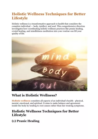 Holistic Wellness Techniques for Better Lifestyle