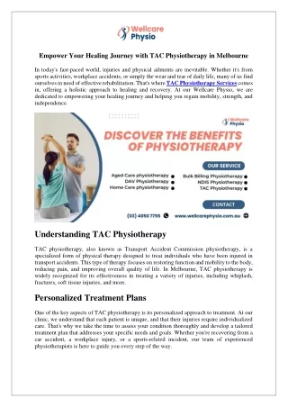 Empower Your Healing Journey with TAC Physiotherapy in Melbourne