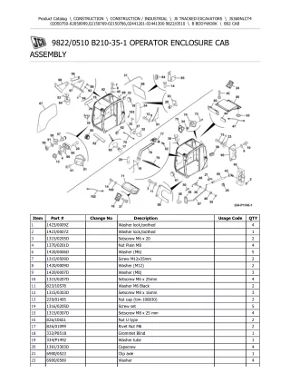 JCB JS360NLC T4 TRACKED EXCAVATOR Parts Catalogue Manual (Serial Number 02050750-02050999)