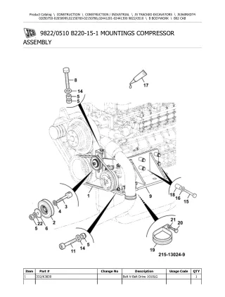 JCB JS360NXD T4 TRACKED EXCAVATOR Parts Catalogue Manual (Serial Number 02441201-02441300)