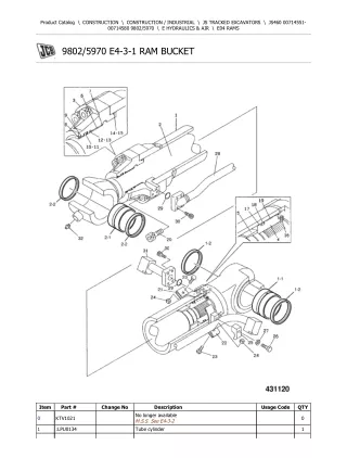 JCB JS460 TRACKED EXCAVATOR Parts Catalogue Manual (Serial Number 00714551-00714580)