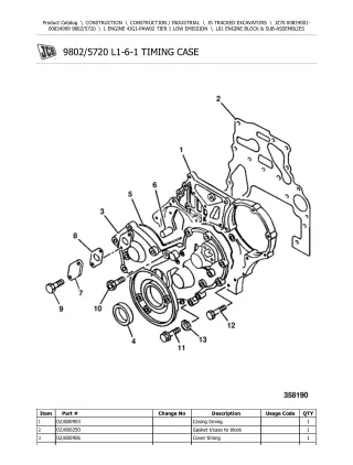 JCB JZ70 TRACKED EXCAVATOR Parts Catalogue Manual (Serial Number 00834001-00834999)