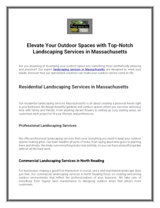 Elevate Your Outdoor Spaces with Top-Notch Landscaping Services in Massachusetts