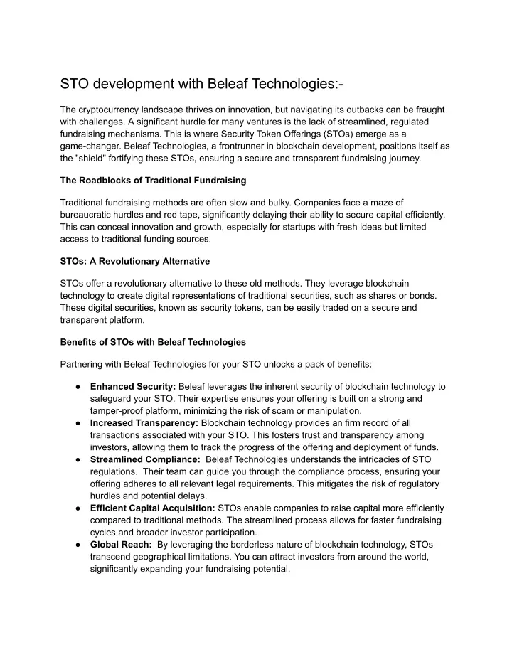 sto development with beleaf technologies