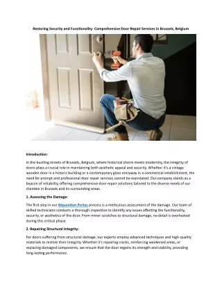 Gateway Guardians: Premier Door Repair Service in Brussels, Belgium