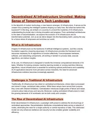 Decentralised AI Infrastructure Unveiled_ Making Sense of Tomorrow's Tech Landscape