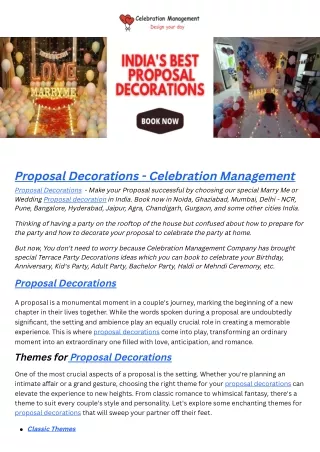 Proposal Decorations - Celebration Management