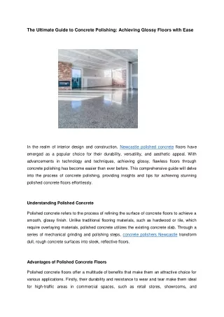 The Ultimate Guide to Concrete Polishing Achieving Glossy Floors with Ease