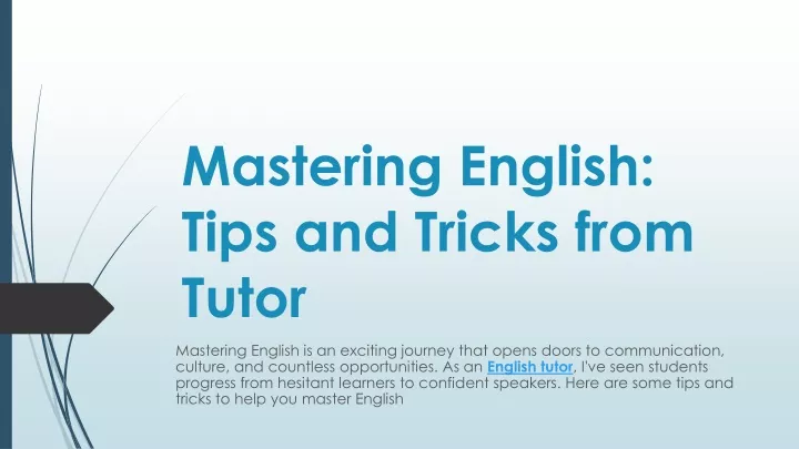 mastering english tips and tricks from tutor