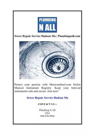 Sewer Repair Service Hudson Ma Plumbingnall.com