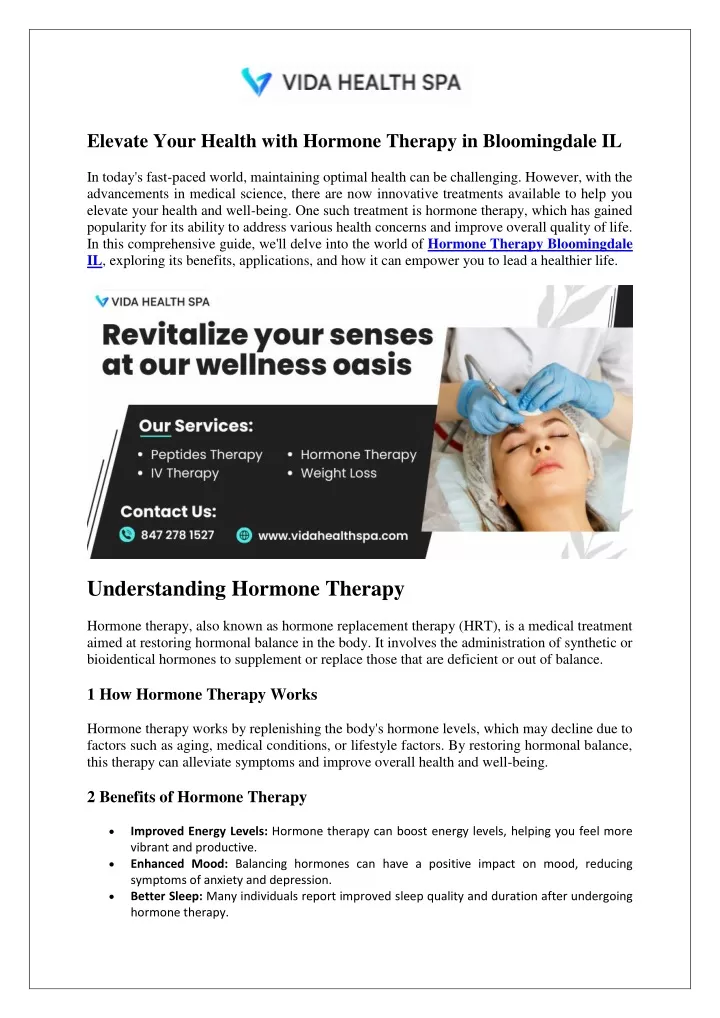 elevate your health with hormone therapy