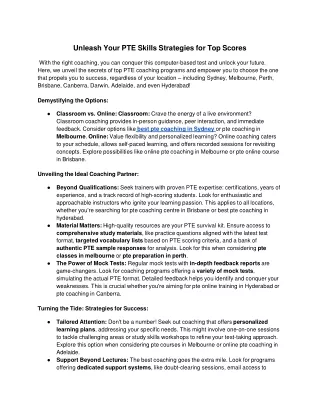 unleash your pte skills strategies for top scores