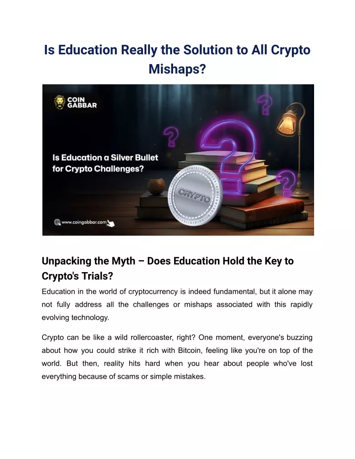is education really the solution to all crypto