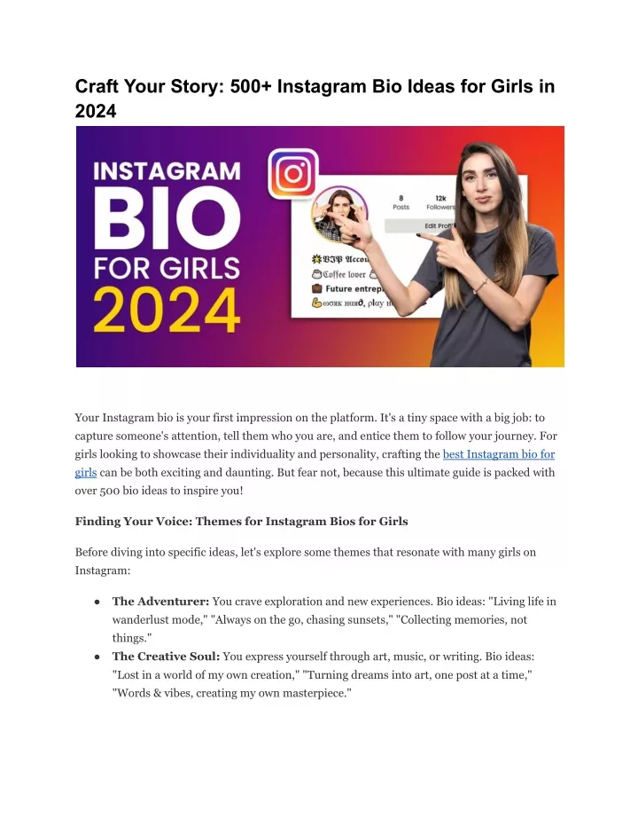 craft your story 500 instagram bio ideas