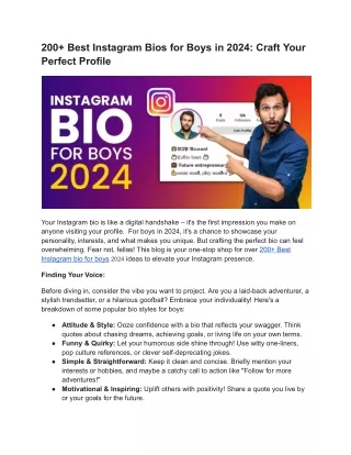 200  Best Instagram bio for boys 2024