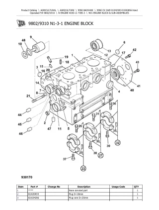 JCB MINI CX 2WD Mini Backhoe Parts Catalogue Manual (Serial Number 01042593-01042856)