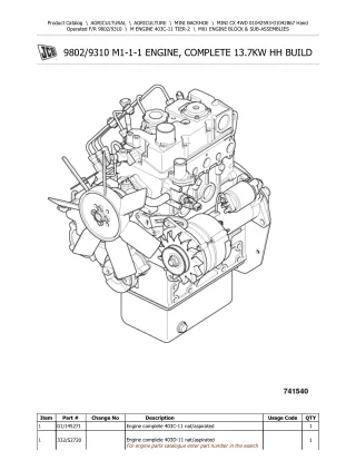 JCB MINI CX 4WD Mini Backhoe Parts Catalogue Manual (Serial Number 01042593-01042867)