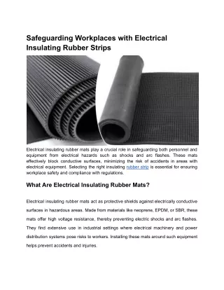 Safeguarding Workplaces with Electrical Insulating Rubber Strips