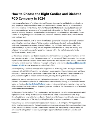 How to Choose the Right Cardiac and Diabetic PCD Company in 2024