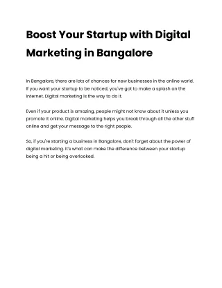 Know your audience, boost startup with digital marketing in Bangalore.