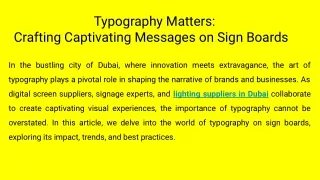 Typography Matters: Crafting Captivating Messages on Sign Boards