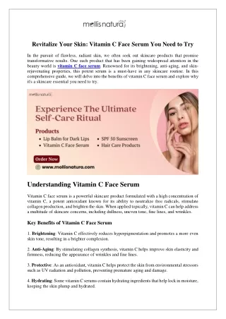 Revitalize Your Skin- Vitamin C Face Serum You Need to Try